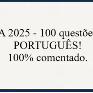 Imagem de capa para o Ebook ESA 2025 - 100 QUESTÕES DE PORTUGUÊS, 100% COMENTADO