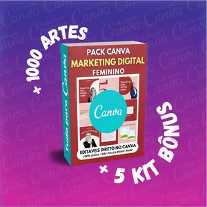 Imagem principal do produto Pack Canva Editável - Marketing Digital Feminino +1000Artes+5KitsBônus