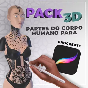 Imagem principal do produto Partes do Corpo Humano em 3D para PROCREATE / TATTOO