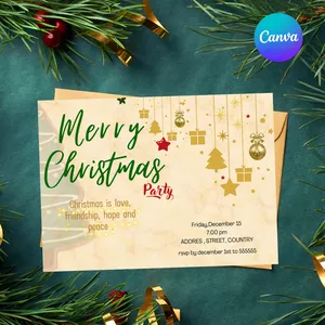 Imagen de portada para Ebook Plantilla de Invitación Fiesta de Navidad EDITABLE en Canva