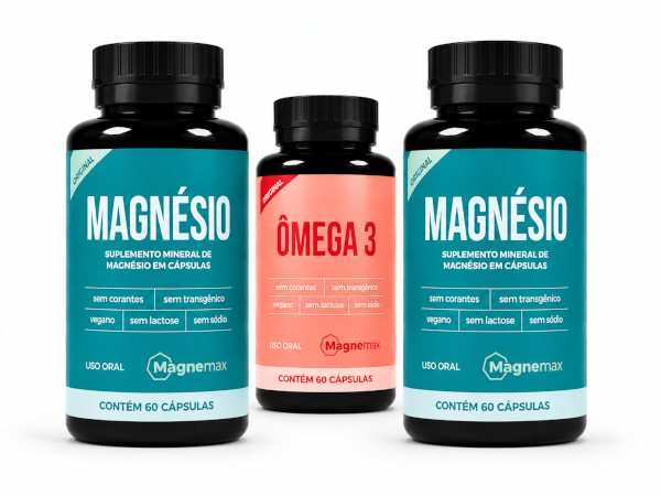 Kit 2 Magnésio 1 Ômega 3 60 Cápsulas