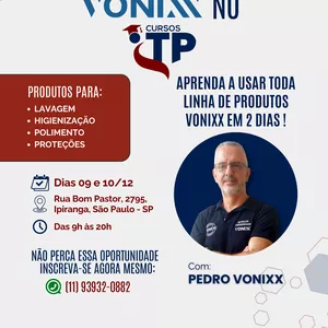 Imagem de capa para o Evento presencial Treinamento Produtos Vonixx - Curso de Estética Automotiva