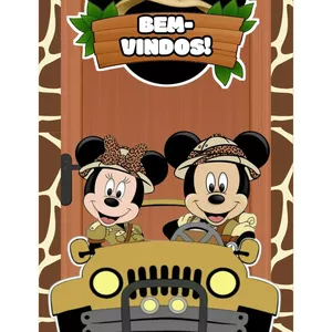Imagem de capa para o Ebook Painel de Porta - Mickey e Minnie Safari