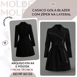 Imagem de capa para o Ebook Casaco Gola Blazer com Zíper na Lateral - Molde em PDF