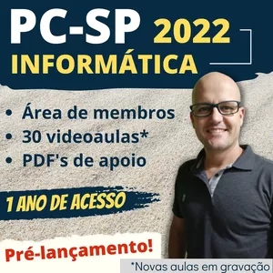 Imagem principal do produto Curso de Informática PC-SP 2022 | 30 videoaulas e PDF's atualizados | Prof. Fabiano Abreu | 1 ano de acesso
