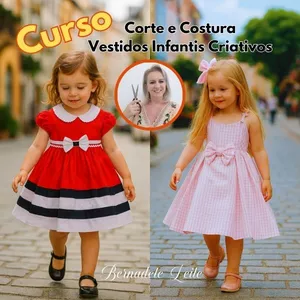 Imagem de capa para o Curso online Corte e Costura - Vestidos Infantis Criativos Com Moldes Versáteis