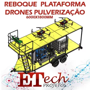 Imagem de capa para o Ebook Reboque Carretinha Drones Prancha DJI AGRAS T20 T30 T40 T50 Pulverização Agrícola  6000x1800mm 1500 kg 1Eixo - REV00 - Projeto