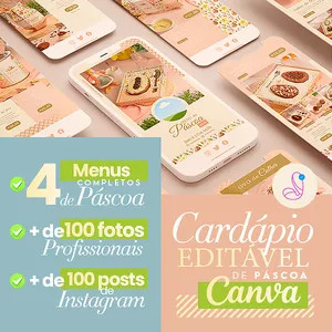 Imagem de capa para o Curso online Menus de Páscoa CANVA + Posts, Fotos e Papelaria | Jango Embalagens