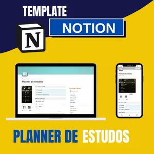 Imagem de capa para o Ebook Template NOTION - Planner de estudos