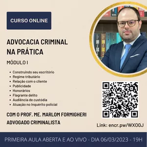 Imagem de capa para o Curso online ADVOCACIA CRIMINAL NA PRÁTICA - MÓDULO I