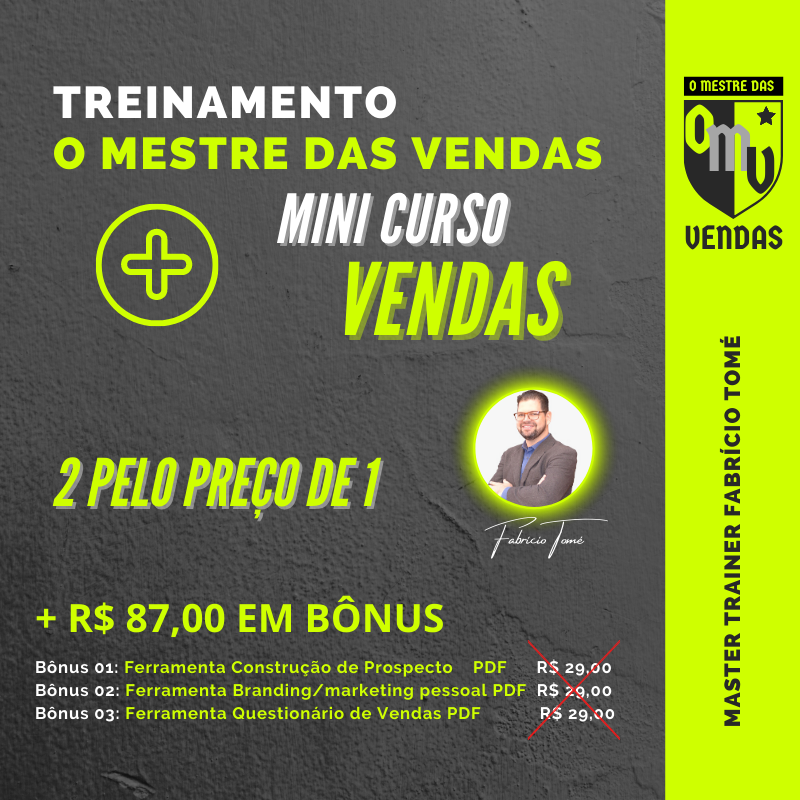 Imagem de Treinamento O Mestre das Vendas + Mini Curso Vendas criado por Fabrício Tomé  na hotmart