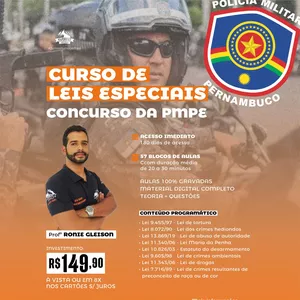 Imagem do curso LEIS ESPECIAIS PARA PMPE | PROF. RONIE GLEISON