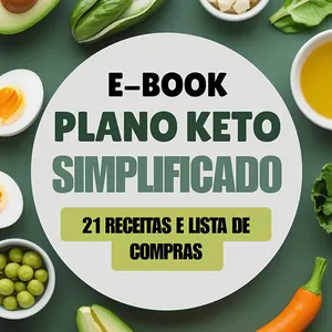 Imagem de capa para o Ebook Plano Keto Simplificado - 21 Receitas + Lista de Compras