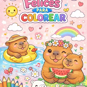 Imagen de portada para Ebook "Capibaras Felices: Un Libro para Colorear"