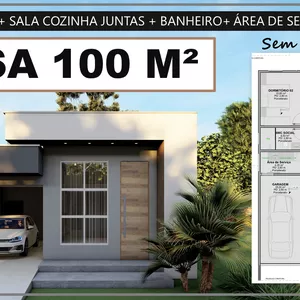 Imagem de capa para o Ebook PROJETO DE CASA 100 M2 | ARQUITETÔNICO + IMAGENS 3D +ARQUIVOS EM DWG, IFC E PDF