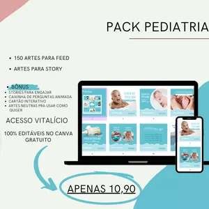 Imagem de capa para o Curso online Pack Canva Pediatria