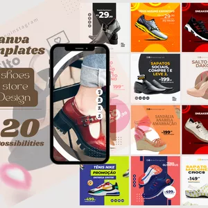 Cover image for Online course Canva Template shoes shop +20 possibilities