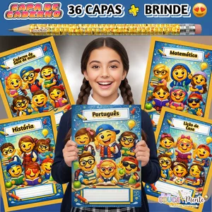 Imagem de capa para o Ebook 😁KIT CAPAS DE CADERNO EMOJI ➕ BRINDE🎁🤩