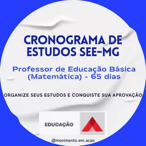 Imagem de capa para o Ebook Cronograma de Estudos SEE-MG – Professor de Educação Básica (MATEMÁTICA) – 65 Dias