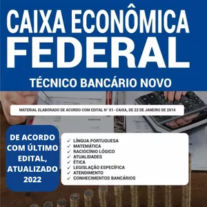 Imagem de capa para o Ebook APOSTILA CONCURSO CAIXA ECONOMICA FEDERAL- TÉCNICO BANCÁRIO NOVO