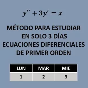 Imagen de portada para Curso online Método para estudiar en solo 3 días ecuaciones diferenciales de primer orden