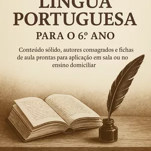 Imagem de capa para o Ebook Apostila de Língua Portuguesa para o 6º ano — Conteúdo sólido, autores consagrados e fichas de aula prontas para aplicação em sala ou no ensino domiciliar.