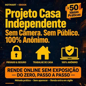 Imagem de Quer aproveitar seu tempo livre sem precisar aparecer?  O Projeto Casa Independente reúne 50 ocupações que podem ser feitas de casa, no seu ritmo e com total privacidade. Sem câmera, sem público, sem exposição.  Você terá acesso a: - 50 atividades explic criado por GIVALDO MOTA DE BRITO na hotmart
