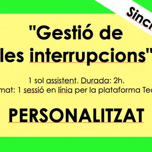 Imagen de portada para Curso online Gestió de les interrupcions (taller personalitzat)