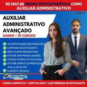Imagem de AUXILIAR ADMINISTRATIVO AVANÇADO  criado por Portal Invencível Cursos na hotmart