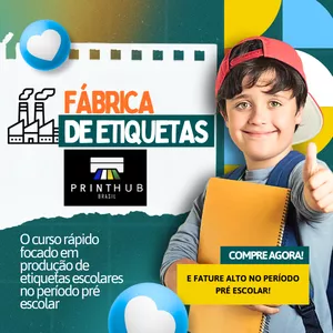Imagem de capa para o Curso online Fabrica de Etiquetas - Printhub Brasil!