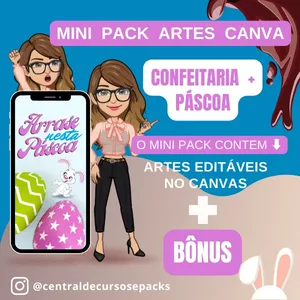 Imagem de capa para o Ebook MINI PACK CANVA CONFEITARIA E PÁSCOA