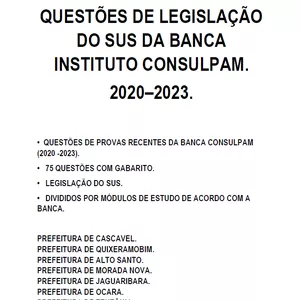 Imagem de capa para o Ebook QUESTÕES DE LEGISLAÇÃO DO SUS DA BANCA INSTITUTO CONSULPAM.