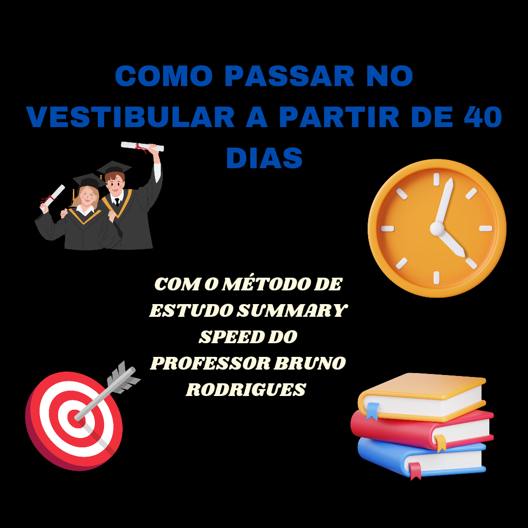Imagem do curso COMO PASSAR NO VESTIBULAR A PARTIR DE 40 DIAS COM O MÉTODO SUMMARY SPEED DO PROFESSOR BRUNO RODRIGUES 
