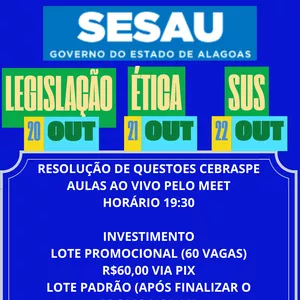 Imagem do curso REVISÃO SESAU AL - LEGISLAÇÃO, ÉTICA E SUS
