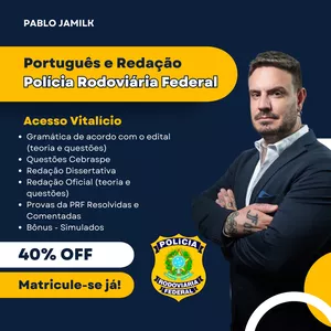 Imagem de capa para o Curso online Combo Dossiê PRF 2024/ 2025 - Língua Portuguesa, Questões, Provas e Redação. 