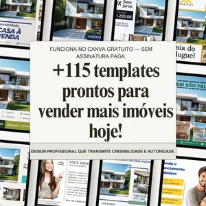 Imagem de capa para o Ebook Templates Editáveis no Canva para Corretores de Imóveis – 115 Artes Profissionais para Instagram + Bônus