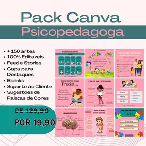 Imagem de Pack Canva Psicopedagoga criado por Ludmara Marketing digital na hotmart