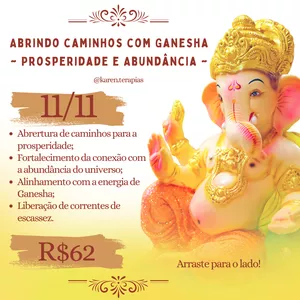 Imagem de capa para o Evento online Abrindo caminho com Ganesha 11/11 - @karen.terapias