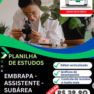 Imagem de capa para o Curso online Planilha de estudos - Concurso Embrapa - Assistente subárea laboratório