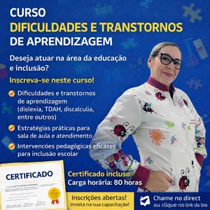 Imagem de capa para o Curso online Curso Dificuldades e Transtornos de aprendizagem