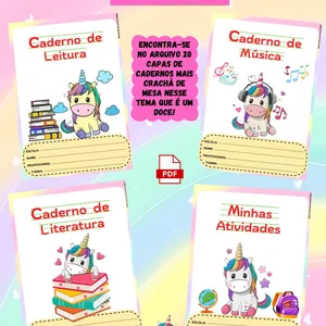 Imagem de capa para o Ebook Capas de Caderno Unicórnio e Crachá de Mesa