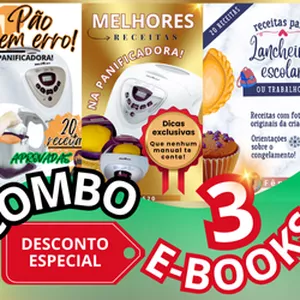 Imagem de capa para o Ebook COMBO 3 E-BOOKS Receitas Panificadora