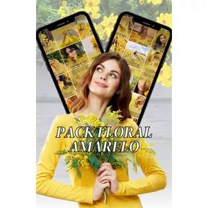 Imagem de capa para o Ebook PLR - PACK de FEED FLORAL AMARELO