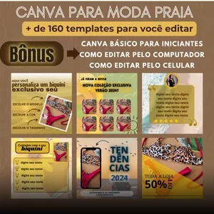 Imagem de capa para o Curso online PACK CANVA PARA MODA PRAIA