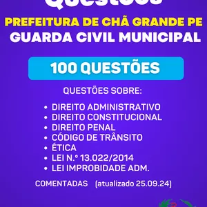 Imagem de capa para o Ebook CHÃ GRANDE PE 2024 SIMULADO GCM