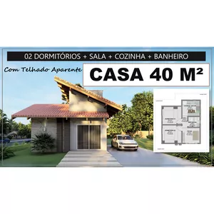 Imagem de capa para o Ebook PROJETO DE CASA 40 M2 com telhado| ARQUITETÔNICO + IMAGENS 3D +ARQUIVOS EM DWG, IFC E PDF
