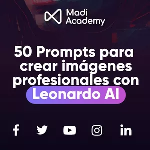 Imagen de portada para Ebook 50 prompts para diseñar imágenes asombrosas con Leonardo AI