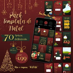 Imagem de capa para o Curso online Pack Templates Natal (Feed e Stories)
