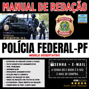 Imagem de capa para o Ebook MANUAL DE REDAÇÃO POLÍCIA FEDERAL - PROFESSOR PASCOAL