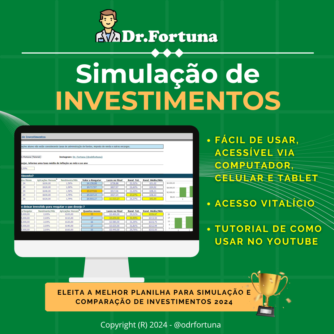 Planilha Planilha de Simulação de Investimentos - Dr. Fortuna